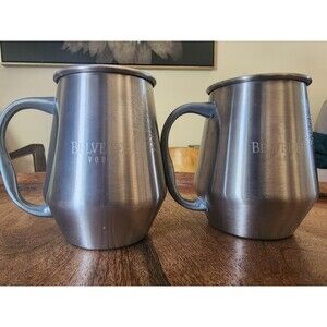 RARE Set of 2x Belvedere Vodka Metal Moscow Mule Drinking Mugs / Cups